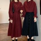 Long-sleeve Midi A-line Dress / Blouse