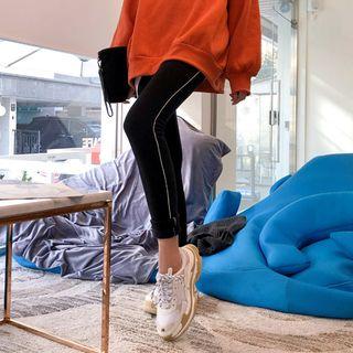 Contrast-trim Coral-fleece Lined Leggings