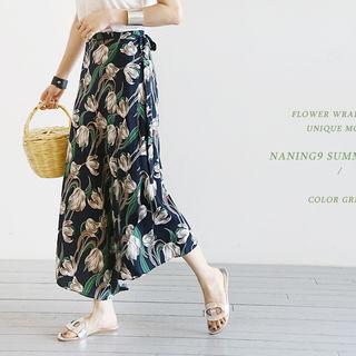 Printed Long Wrap Skirt