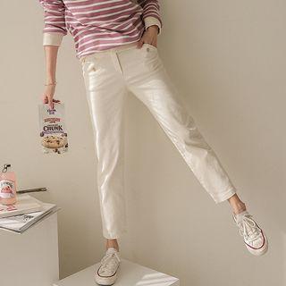 Button-detail Straight-cut Pants