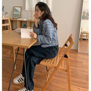 Piped Check Tweed Jacket Blue - One Size