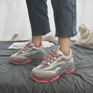 Metallic Color Block Platform Sneakers