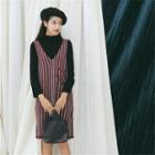 Sleeveless Striped V-neck Knit Dress
