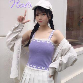 Heart Pattern Knit Camisole