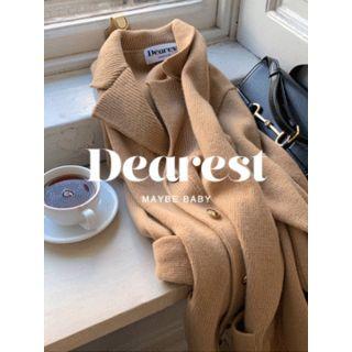 Notched-lapel Wool Blend Cardigan One Size