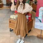 Plain Blouse / Shirred A-line Skirt