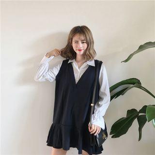 Striped Mock Two-piece Minidress