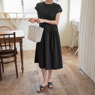 Sleeve-detail Seam-trim Midi Dress