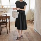 Sleeve-detail Seam-trim Midi Dress