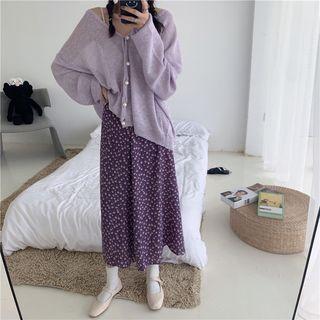 Cardigan / Floral Printed Skirt