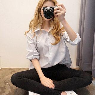 Long-sleeve Stripe Convertible Shirt