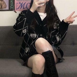 Heart Argyle Cardigan