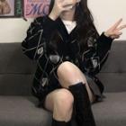 Heart Argyle Cardigan