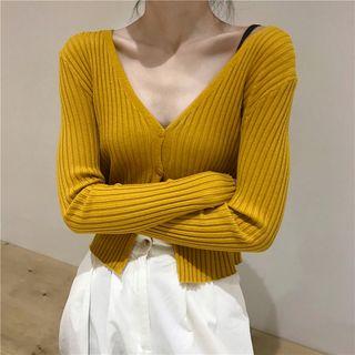 Long Sleeve Ribbed Cropped Cardigan