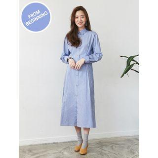 Pinstriped Maxi Shirtdress