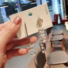 Non-matching Faux Pearl Numerical 5 Fringed Earring 1 Pair - Non Matching - Gold - One Size