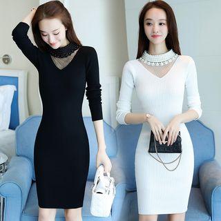 Embellished Rib Knit Dress