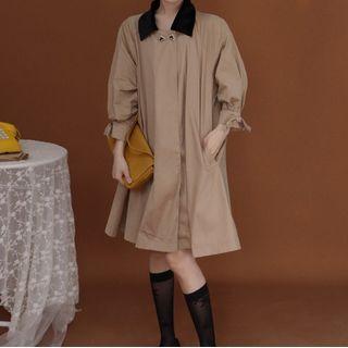 Puff-sleeve Collared Coat Dress