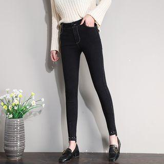 Beaded Trim Skinny Pants