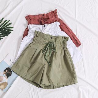 Paperbag High-waist Wide-leg Shorts