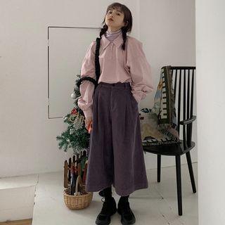 Long-sleeve Shirt / Turtleneck Long Sleeve Top / Wide Leg Pants