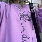 Printed Long-sleeve Sweatshirt Violet - One Size
