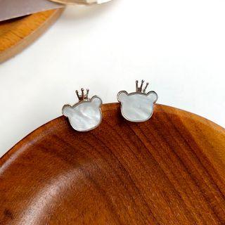 Bear Sterling Silver Stud Earring / Clip-on Earring
