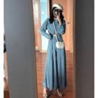 Set: Lace-up Back Cropped Pullover + High Waist Wide-leg Pants