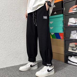 Drawstring Zip Panel Plain Pants