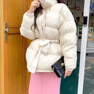 High-neck Belted Padding Jacket