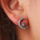 Rhinestone Crescent & Star Stud Earring