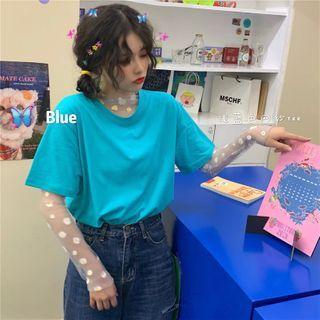 Plain Short-sleeve T-shirt / Sheer Top