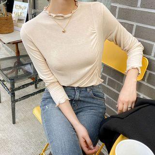 Plus Size Lettuce-edge Shirred Top
