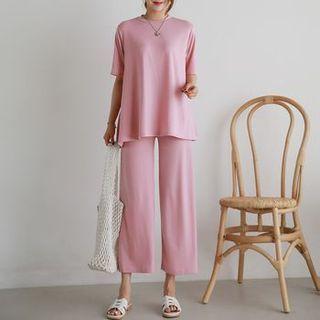 Set: Flared T-shirt + Wide-leg Pants