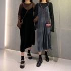 Long-sleeve T-shirt / Spaghetti-strap Midi Dress