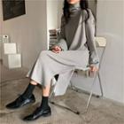 Long Sleeve Plain High Neck Knit Dress