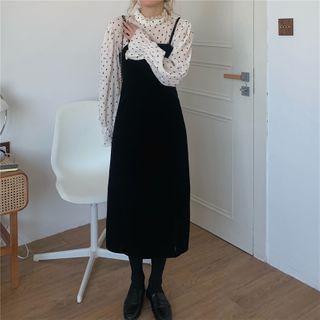 Dotted Blouse / Spaghetti Strap Dress