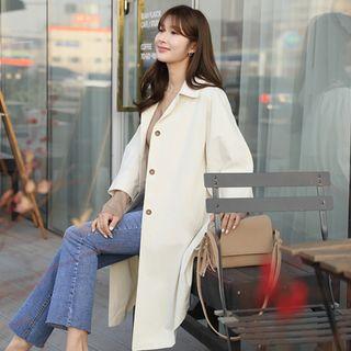 Hidden-button Pleated-cuff Mac Coat