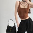 Square-neck Round-hem Crop Tank Top