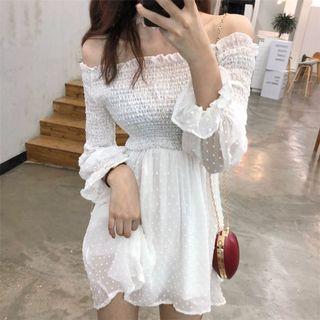 Off-shoulder Long-sleeve Mini A-line Dress