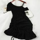 Glitter Cold Shoulder Short-sleeve Sheath Dress