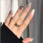 Leopard Print Pointed Faux Nail Tips W055 - White - One Size