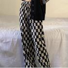 High Waist Checkerboard Loose Fit Pants