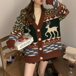 Patterned Cardigan Brown - One Size