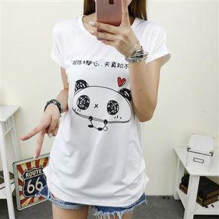 Short-sleeve Panda Printed T-shirt