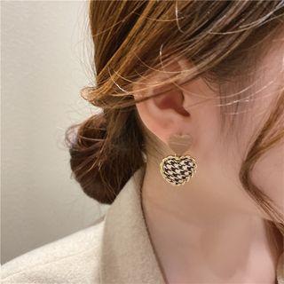 Houndstooth Heart Alloy Dangle Earring