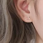 Leaf Stud Earring 1 Pair - Silver - One Size