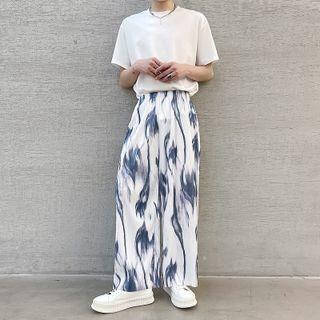 Tie Dye Pleated Wide Leg Pants
