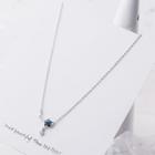925 Sterling Silver Rhinestone Star Pendant Necklace Blue Star - Silver - One Size