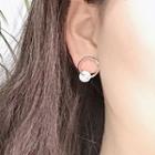 Rhinestone Hoop Earring 0852 - Stud Earring - Silver - One Size